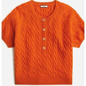 JCrew Cashmere cable-knit henley T-shirt XS NWOT